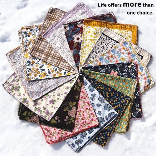 21x21 inches 100% Cotton Bandana for Women - Soft Square Scarf, Multi-Purpose Head Covering, Hair Bandana - color: P03-assorted Tiny Florals