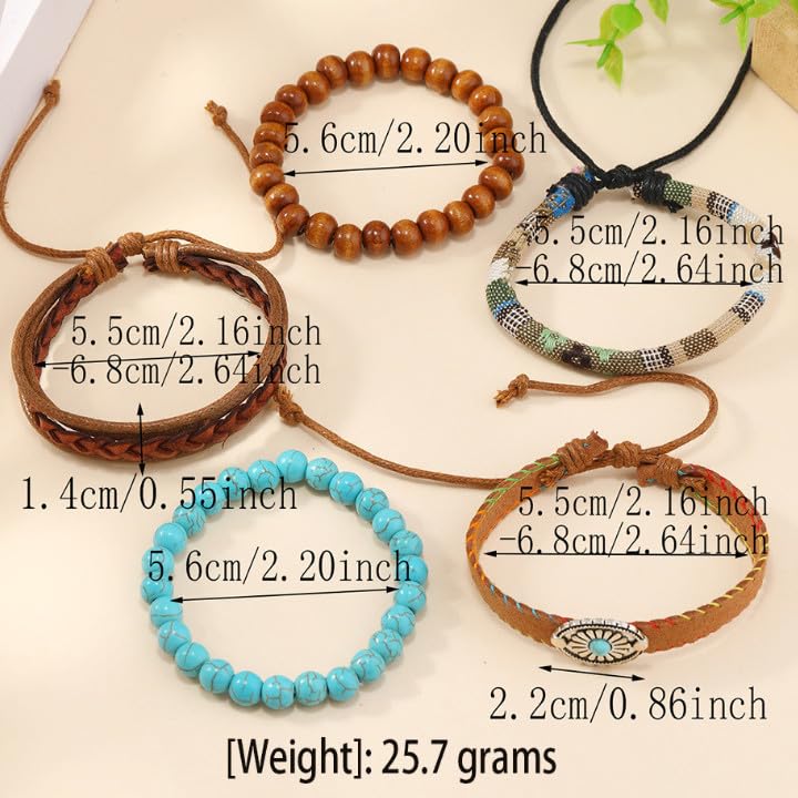 Bohemian Mix Bead Multi Layer Versatile Statement Bracelets Boho Stackable Beaded Strand Stretch Bangles Bracelets Sparkly Crystal Tassel Charm Jewelry Gift - style: Light brown
