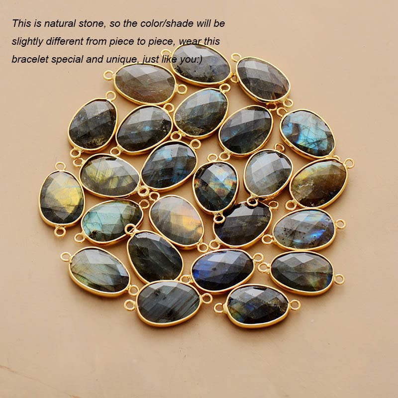 Women Wrap Bracelet Boho Natural Jasper Crystal Stone Beads Strand Bracelets - color: Gray Labradorite