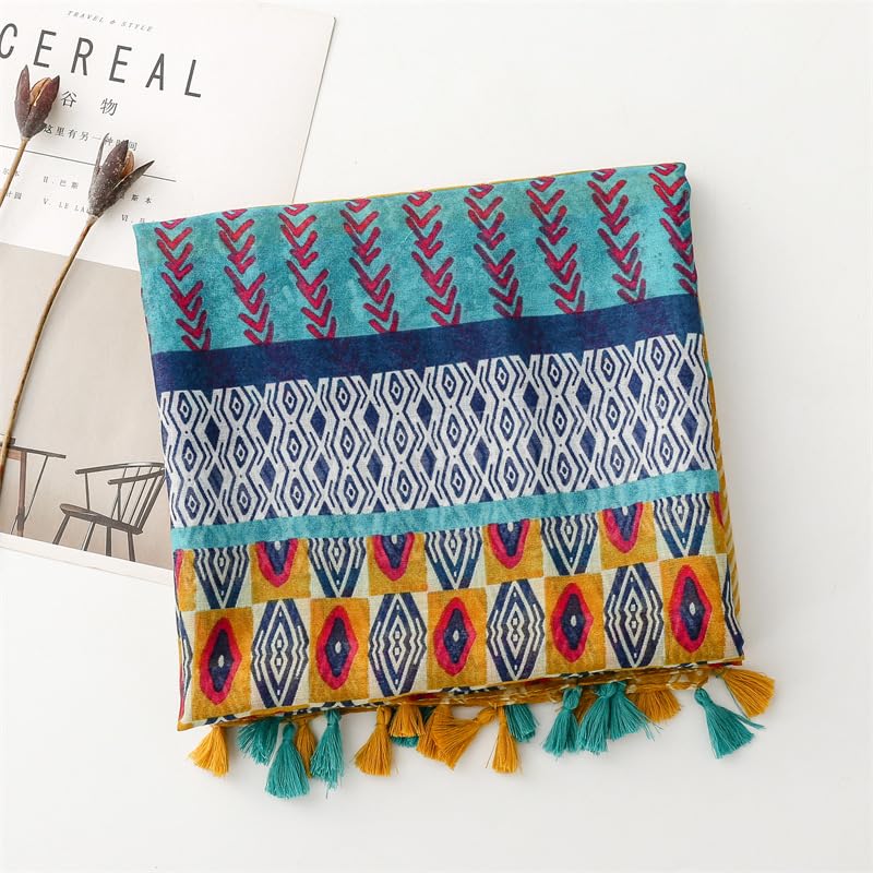 WZX Boho Scarf for Women, 70"x35" Large Lightweight Shawl Wrap for Travel, Sun Protection, Office & All-Season Wear - color: 017