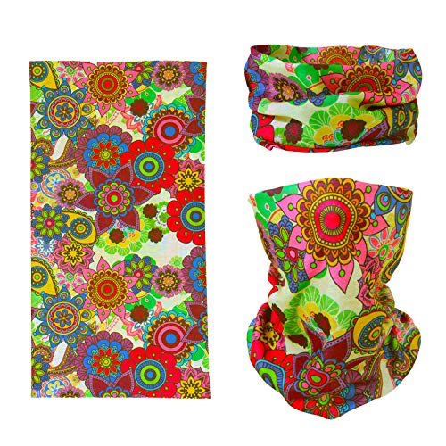 4 Headband Bandana Balaclava Half Face Mask Shield Head Hair Scarf Neck Gaiter Hat Multipurpose For WoMen Men Breathable Reusable Washable Bohemian Red Blue Yellow - color: 4x Bohemia Flower Face Mask
