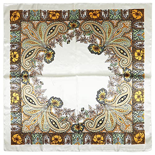 vabovin Satin Head Scarf for Women Silk Like Hair Scarf, 35 x 35 in | Silk Feel Fabric, Hair Wrap for Sleeping, Headscarf and Neck Scarf, Square Bandana Style, Fashion Accessory - color: 006 Light Yellow Cashew