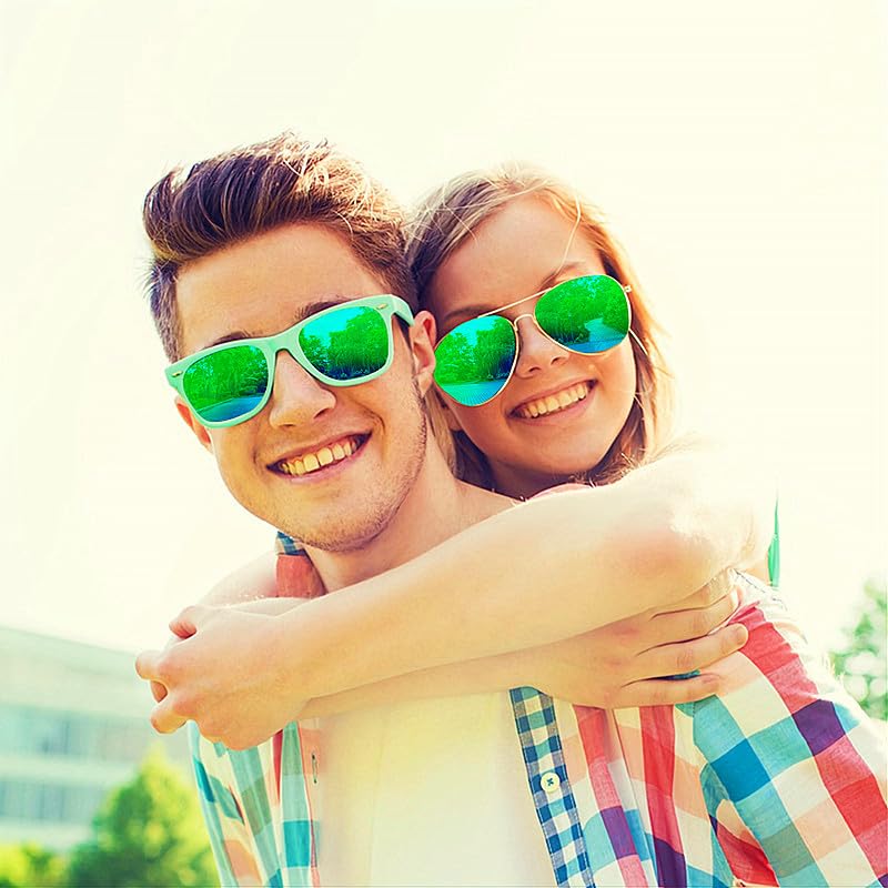 Eyegla Sunglasses Bulk Party Sunglasses Pack 80s Shades Eyewear Set for Men Women 8/10/20/30Pack - color: Black /Colorful Frame+mix Mirror Lens 8 Pack