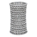 Szxc Womens Ballroom Rhinestone Stretch Cuff Bracelets Fit Wrist Circumference from 6.5" to 7.8" - Lead & Nickle Free - color: Silver Clear