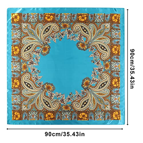 AWAYTR Satin Silk Scarf - Large Hair Bandana, Sleeping Wrap for Women - color: Paisley(blue)