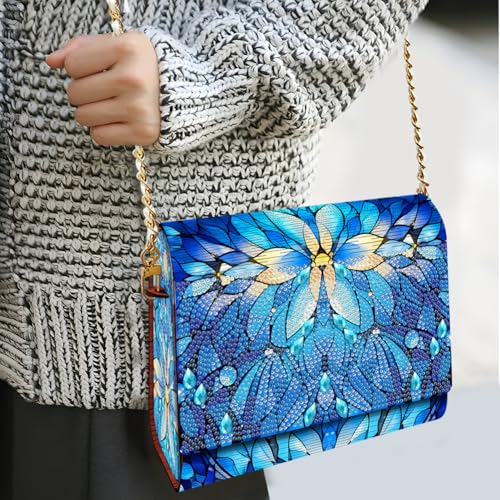 C'eitura Mandala Diamond Art Wooden Clutch Purse with Chain, 5D DIY Rhinestone Shoulder Bag Kit, Boho Festival Wallet for Women, Handmade Craft Project, Unique Gift Idea - color: SKB202