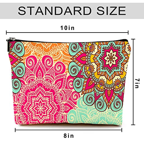Cute Makeup Bag for Purse Canvas Waterproof Funny Cosmetic Bags for Women Zipper Travel Toiletry Pouch-Boho Flower Makeup Bags - color: Mandala Flower Makeup Bags