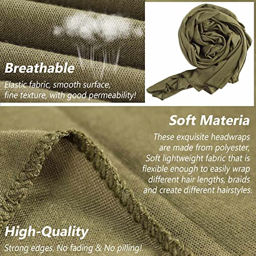 Head Wraps for Black Women African Head Wrap Lightweight for Women Long Plain Turban Hair Scarf Scarves - color: 4 Pcs-black,camel,army Green,royal Blue