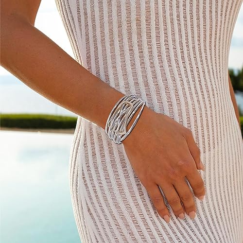 Long tiantian Leather Bracelets for Women Men Heart Wrap Bracelets Western Jewelry Cowgirl Outfits Birthday Gifts for Her - color: C6:silver leather bracelet