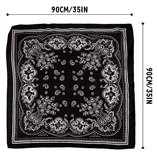 NZKNP Silk-Like Head Scarf - Women's Bandana Wraps - color: 35-black, size: 35"*35"
