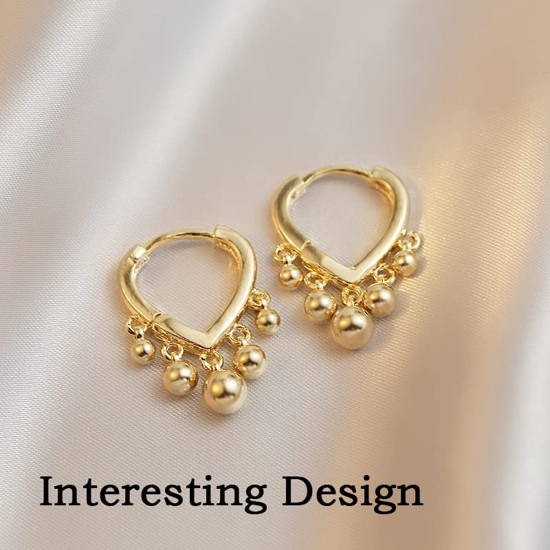 Huggie Earrings for Women 14K Gold Plated Earrings Dainty Statement Sterling Silver Cute Dangle Earring Hypoallergenic Huggie Hoop Earrings for Wome Trendy Prom Party Jewelry Gift - color: 1-Gold