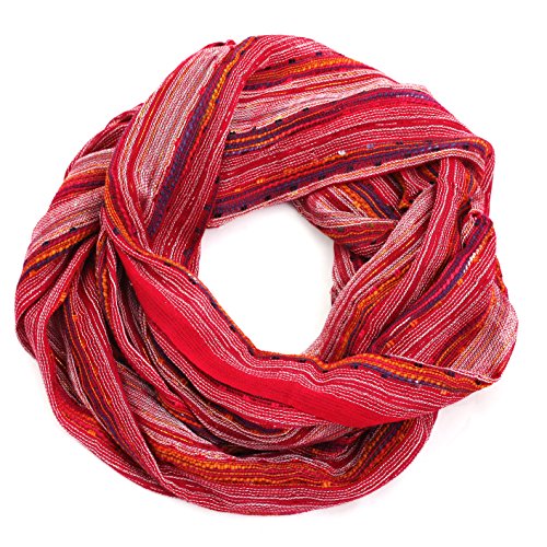 Anika Dali (15 Colors) Shimmer Sparkle Infinity Scarf, Women's Festival Bliss Lightweight Fashion Shawl - color: Red Vogue