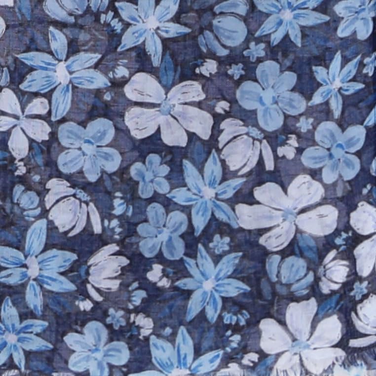 MELIFLUOS DESIGNED IN SPAIN Scarf for Women Lightweight Floral Flower Scarves for Summer Fall Shawl Wrap - color: Barcelona Collections 48 - Blue Flower Pattern