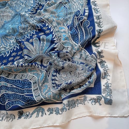 K-Elewon Large Square Scarf 51" Cotton and Linen Hand feel Scarf Fashion Scarves Hair Wrapping Scarfs Neck Scarves for Women - color: H2304