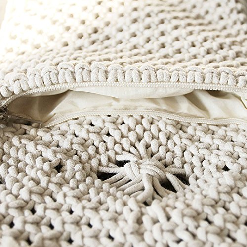 Goclothod Women Crochet Fringed Shoulder Bag Cotton Tassel Crossbody Bag Hippie Beach Purse - color: White