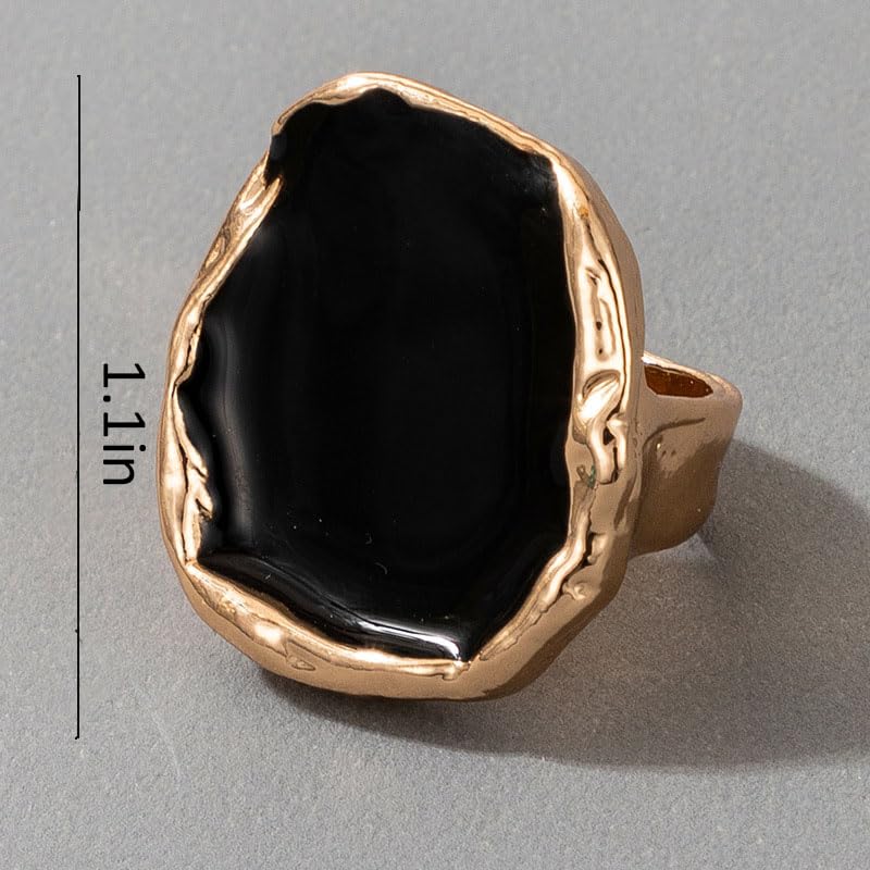 Statement Rings For Women Chunky Gold Ring Unique Cocktail Rings Vintage Big Black Drip Ring Fashion Punk Jewelry For Women - style: silvery