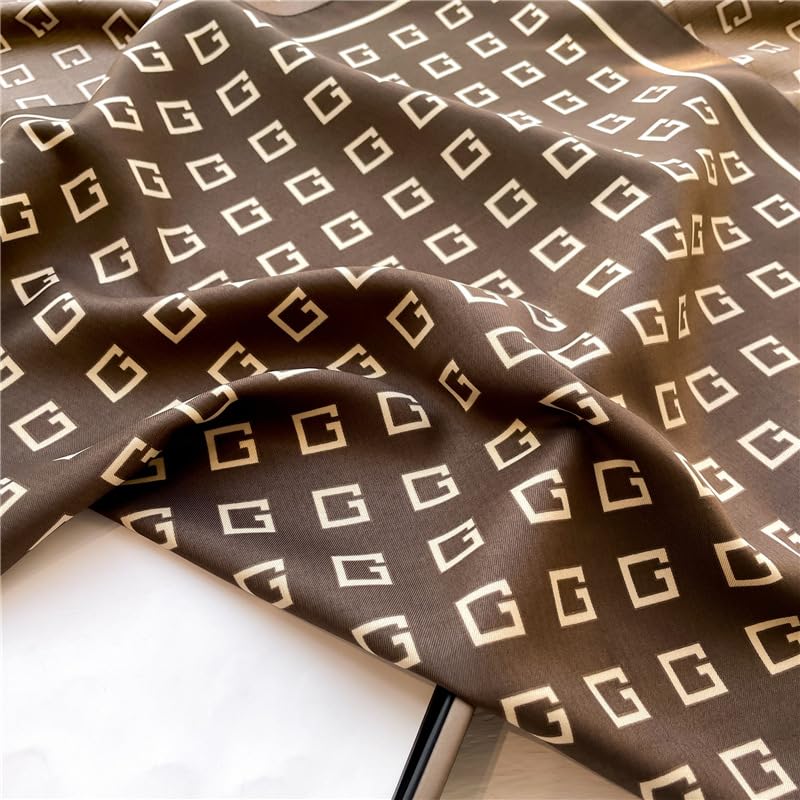 Women's Square Silk Like Head Scarf Large 35 inch Silk Feeling Hair Wrapping Satin Scarves for Sleeping Bandanas - color: A0018 Twill Dark Brown
