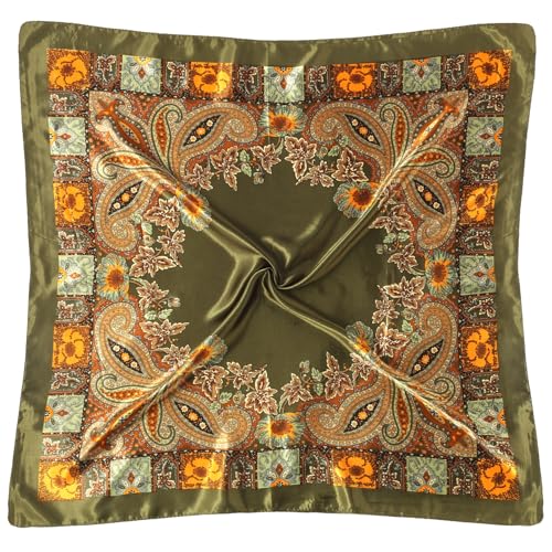 3 Pcs Satin Head Scarves for Women - 35" Satin Hair Scarves Large Square Silk Like Scarves & Bandanas - color: Black,deep Green,red