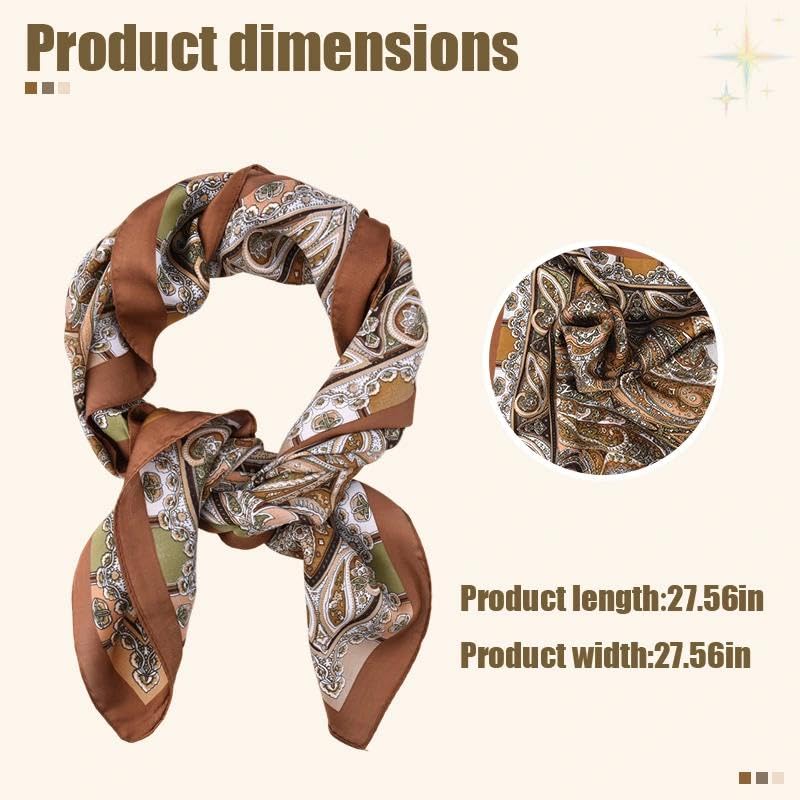 Guqqeuc Satin Head Scarf Silky Feeling Bandana Hair Wrap for Women Silk Scarves Paisley Headscarf Square Scarf Neckerchief - color: Brown