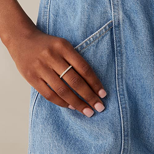 PAVOI 14K Gold Plated Eternity Ring | Stackable Cubic Zirconia Gold Band Ring | Dainty Diamond-Inspired Womens Wedding Jewelry - color: White Gold, size: 10