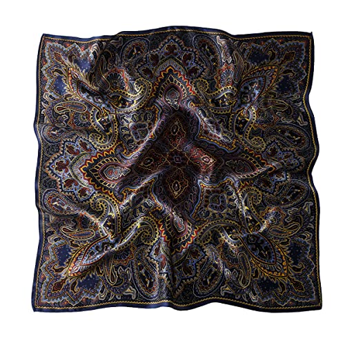 STARWHISPER 100% Pure Mulberry Silk Square Scarf-27''x27 Lightweight Hair Scarves Headscarf Night Sleeping with Gift Packed - color: Paisley Purple