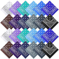 Suhine 24 Pcs Bandanas Bulk for Women Men 22 x 22 Inch Paisley Outdoor Headband Cowboy Handkerchief Summer - color: 12 Colors C