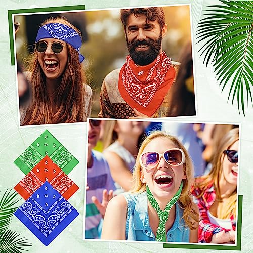 Handepo 200 Pcs Bandanas Bulk Paisley Bandanas Unisex Head Wrap Scarf Cowboy Headband Handkerchief for Women Men - color: Fresh