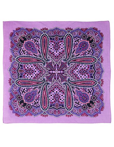 Sunshine Joy Paisley Hippie Bandana 22x22 Inches - color: Electric Purple