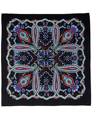 Sunshine Joy Paisley Hippie Bandana 22x22 Inches - color: Electric Blue