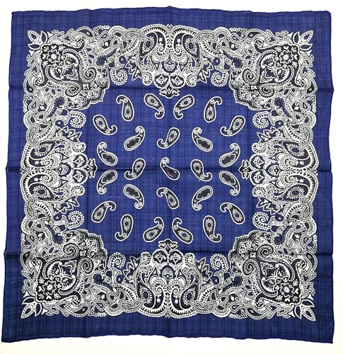 Shanlin Unisex Floral Cotton Square Scarf Bandanas 22x22 inch - color: Paisley_blue