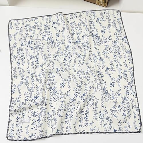 Cotton Bandana,Large Bandanas for Women,Head Coverings for Women,Head Scarf Handkerchief, Square Headband 27" x 27" - color: 27-09-foliage-white