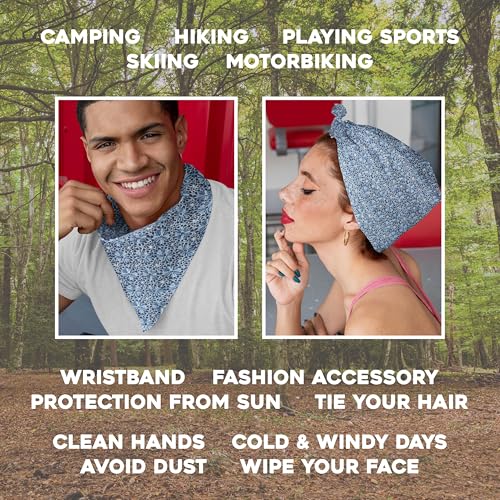 AVKA Studio 100% Cotton Bandanas for Women & Men, 2 Pack 20x20 Inch, 22x22 inch Hand Printed, Lightweight Cotton Handkerchief - color: Deep Blue, size: 22 x 22 Inches Large
