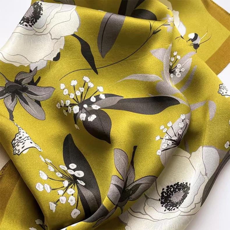 FEIBOON Mulberry Silk Scarfs Neck Scarf 21" Small Square Scarfs hair scarf bandana Neckerchief Headscarf for Women - color: Matcha Green