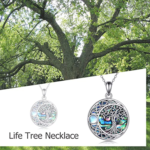 ONEFINITY Tree of Life Necklace 925 Sterling Silver Abalone Shell Celtic Knot Pendant Necklace for Women Jewelry - style: Abalone shell moonstone