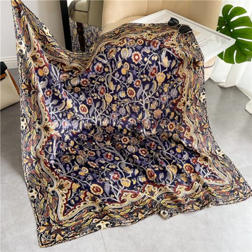 K-Elewon Large Square Scarf 43" Silk Scarf Fashion Scarves Silk Feeling Hair Wrapping Scarfs Night Sleeping Headscarf - color: Vb05