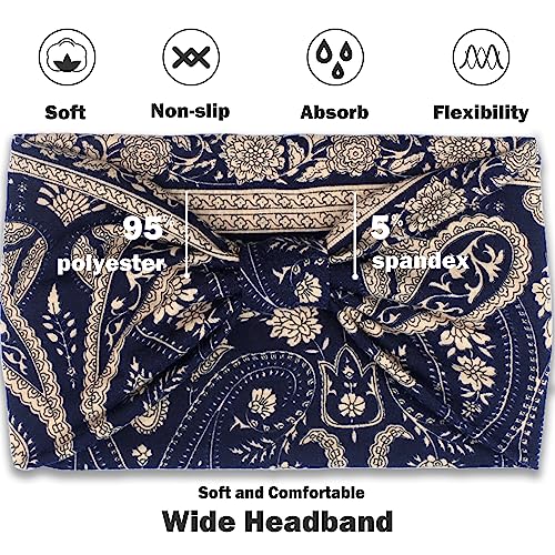 IVARYSS Wide Headbands for Women, Knotted Head Wraps Turbans, Large African Style Head Bands Hair Accessories, 6 Pack (Boho) - color: Boho
