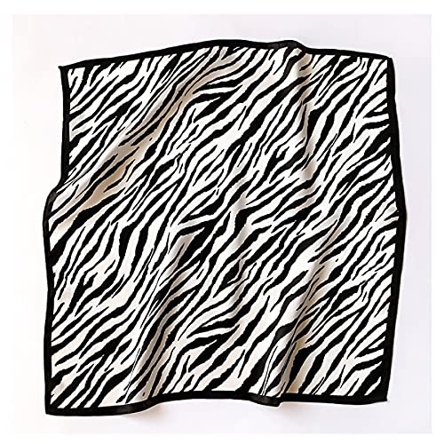 Aufeel Women's 100% Pure Mulberry Silk Small Square Scarf - Neckerchief Women - Silk Headscarf - 21" x 21" - color: Black Stripe