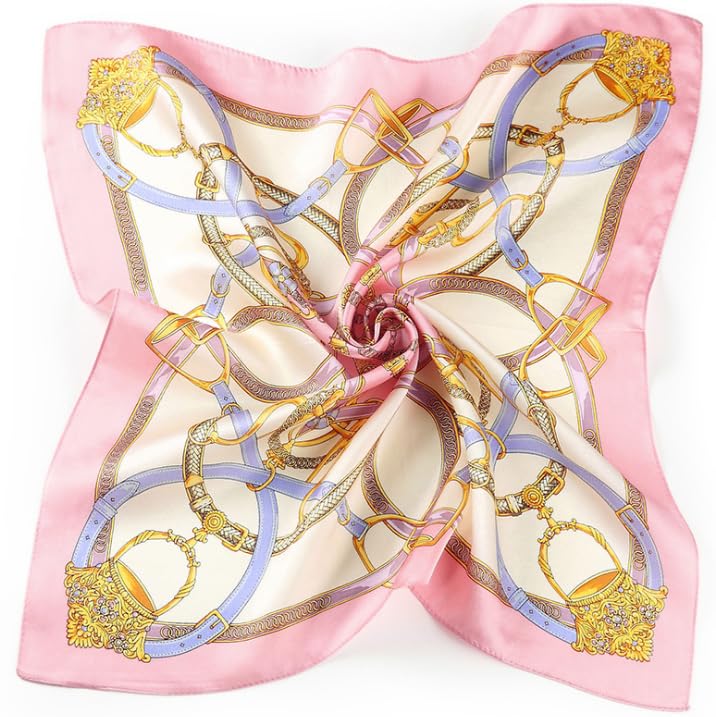 FEIBOON Mulberry Silk Scarfs Neck Scarf 21" Small Square Scarfs hair scarf bandana Neckerchief Headscarf for Women - color: Elegant Pink