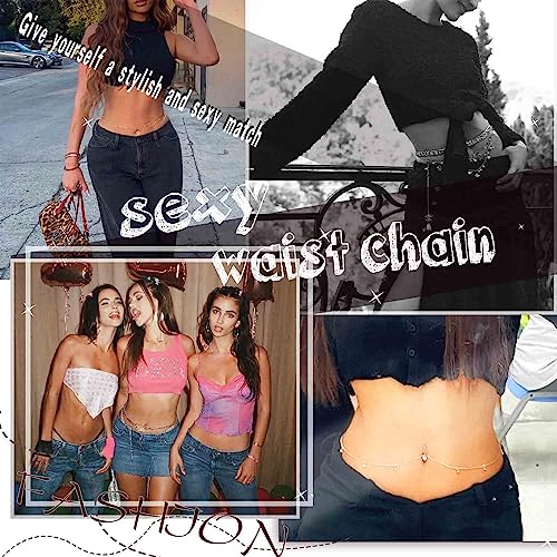 Boho Pearl Shell Waist Body Chain Starfish Conch Belly Chain Beach Bikini Body Chain Ocean Trinkets Waist Chain Belt - color: Gold