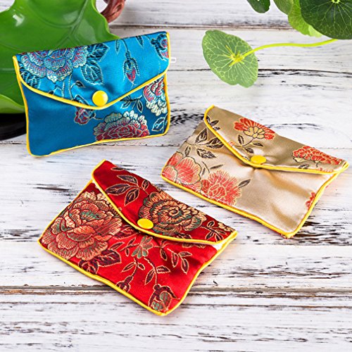 MorTime Jewellery Jewelry Silk Purse Pouch Gift Bags, Multiple Colors, Pack of 12 (Large,4"x4.7") - size: Large