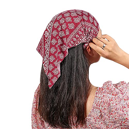 Vercret 6 Pack Hair Scarf Headband for Women Elastic Bandana Head Scarf Large Boho Triangle Kerchief with Clips Non Slip Scarves - color: C Pack Floral