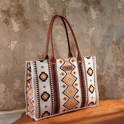Wrangler Tote Bag for Women Western Purse and Aztec Satchel Handbag - color: Angel White L
