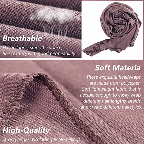 Head Wraps for Black Women African Head Wrap Lightweight for Women Long Plain Turban Hair Scarf Scarves - color: 4 Pcs-black,camel,pink,orange