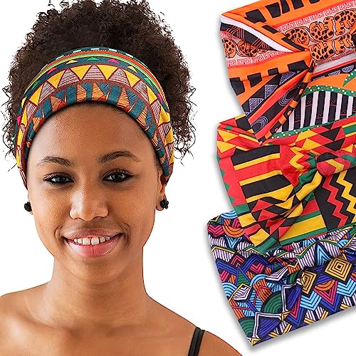 IVARYSS Wide Headbands for Women, Knotted Head Wraps Turbans, Large African Style Head Bands Hair Accessories, 6 Pack (African) - color: African