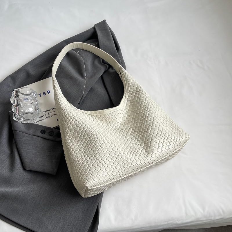 2026 Leather Tote Bag for Women Top-handle Shoulder Bag, Hobo Bags Large Capacity Soft Vegan Crossbody Handbag Underarm - color: White