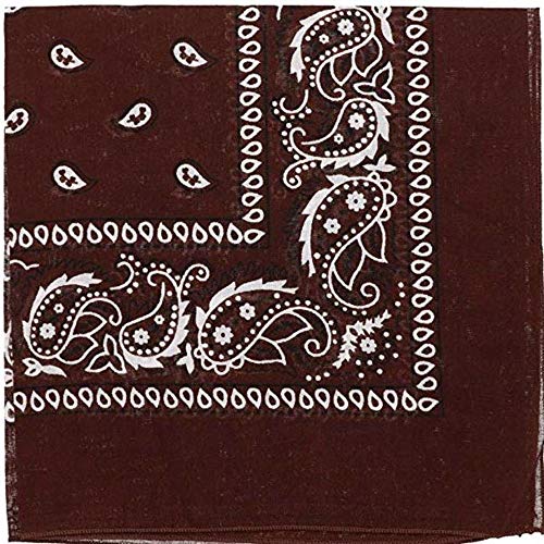 Pack of 3 X-Large Polyester Non Fading Paisley Bandanas 27 x 27 Inches by M.H.I. - color: Brown