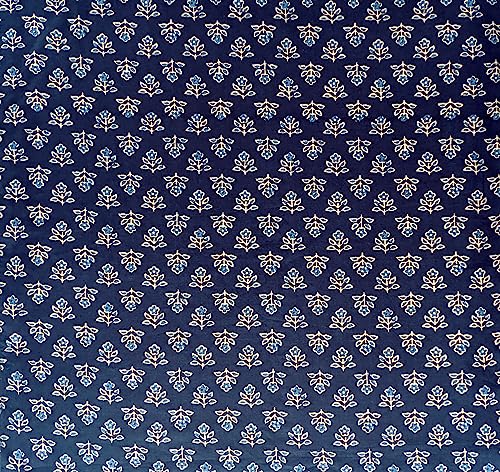 AVKA Studio 100% Cotton Bandanas for Women & Men, 2 Pack 20x20 Inch, 22x22 inch Hand Printed, Lightweight Cotton Handkerchief - color: Indigo Blue 1, size: 20 x 20 Inches