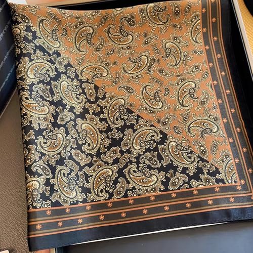 Aufeel Women's 100% Pure Mulberry Silk Small Square Scarf - Neckerchief Women - Silk Headscarf - 21" x 21" - color: Black Copper