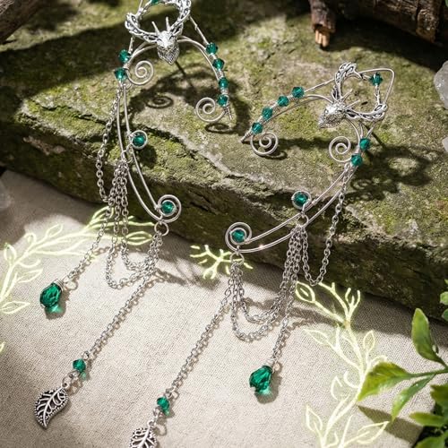 FRESHME Fairy Elf Ear Cuffs - Renaissance Costume Renfaire Non Pierced Elven Ear Climber Cosplay Medieval Fantasy Accessories - color: Sliver