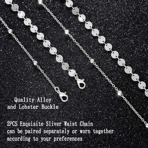 Rhinestone Waist Chains Crystal Waist Chain with Pendant Abdominal Chain Thin Minimalist Body Chain Jewelry for Women Beach Rave - style: C-Sequin+Beads-Sliver